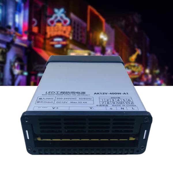 400W Plast Kortslutningsbeskyttelse Switching Strømforsyning 12V til LED Engineering