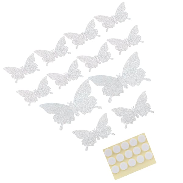 12-pack 3D-sticker Simulering Blixt Bakgrund Väggkonst för Vardagsrum Bröllop Heminredning Glänsande Silver