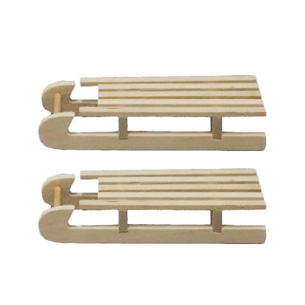 2stk Dukkehus Slæde Ornament Jul Scene Model