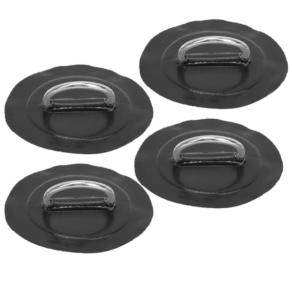 4-pack Uppblåsbar Båt Kajak D-Ring Pad Patch Marin Kraftig Spänne med Elastisk Bungee Snöre Svart Patch