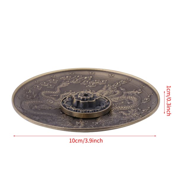Sinklegering Drage Mønster Røkelsesbrenner Holder Stick Plate Bronse Rom Tempel