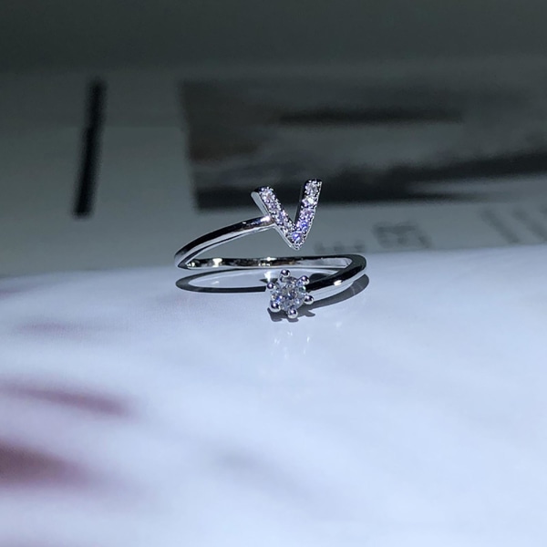 Ring Justerbar Open End Koppar Brev Kvinnor Finger Smycken För Dejting U