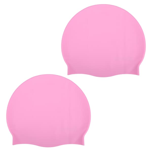 2 st Unisex Vuxen Badmössa Dam Herr Vattentät Bekväm Silikon Poolmössa Rosa