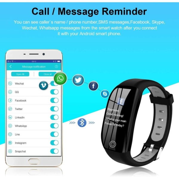 Connected Watch Dam Herr Barn IP68 Vattentätt anslutet armband Färgglad skärm Smartwatch med hjärtfrekvens stegräknare S