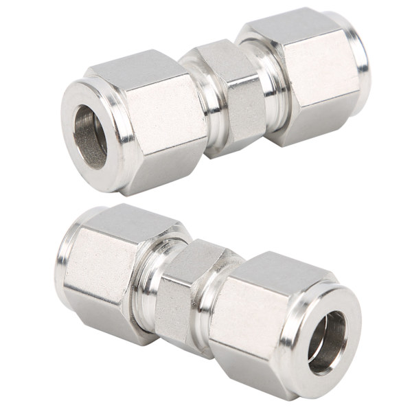 316 Rustfrit Stål Dobbelt Muffe Lige Rør Adapter Kompressionsfitting 2 Stk 10mm