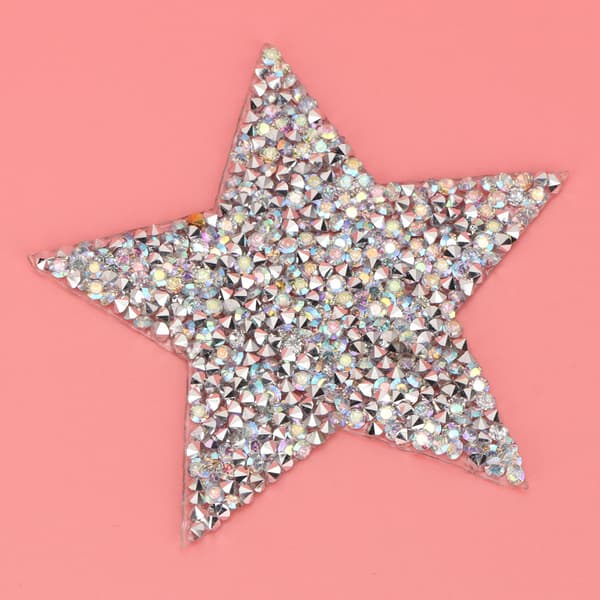 Rhinestone Stjerne Applikation Stryges På Patch - 10 stk (AB-farve)