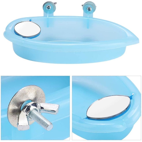 Parrot Bath Bird Bath -suihkulaatikko peiliin ripustettavalla kylpyammelelu lintuhäkkitarvike (sininen)