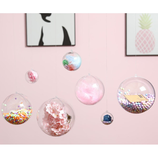 10 stk Klare Plast Fyllbare Pynt Juletrærkule Dekorasjon DIY Håndverk Kule Egnet for Julaften Halloween Nyttår
