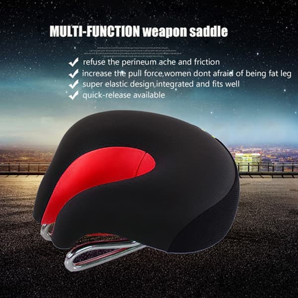 Ergonominen maastopyörän satula ilman nokkaa, punainen