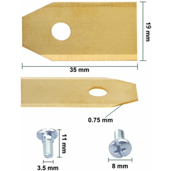 30 titaanista robottileikkurin terää Ardumowerille, Husqvarna Automower 0,75 mm - keltainen