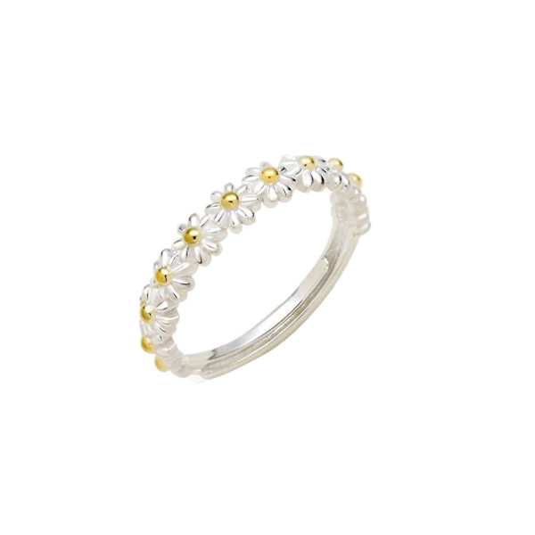 Romantisk Justerbar Kvinder Flower Open Cuff Band Ring Smykker Tilbehør