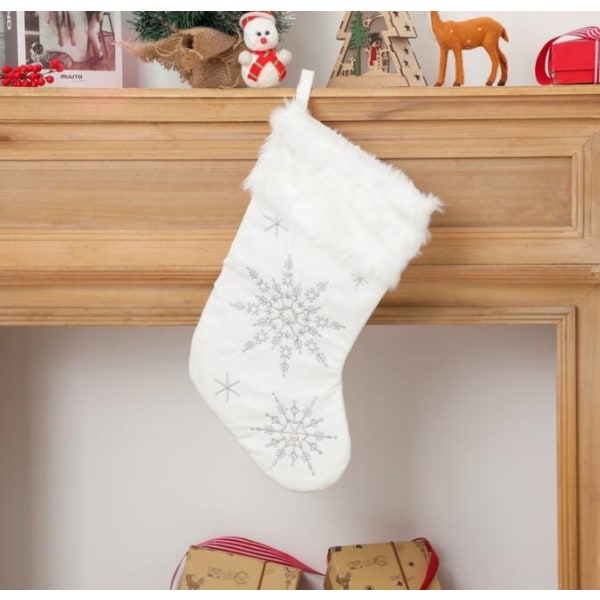 Joulukuusi Snowflake Pehmo-sukat (hopea)