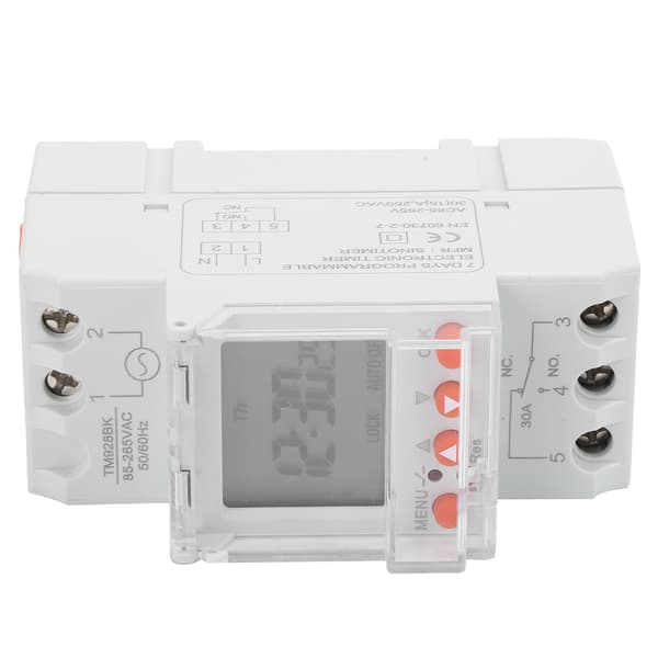 Tidsbryter 24 Timer Digital Analog Programmerbar LCD Bakgrunnsbelysning Din Skinne TM928BK 85‑265V 30A