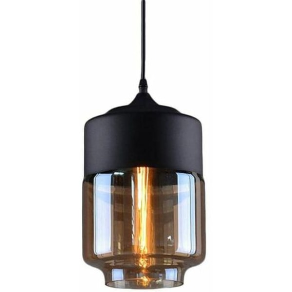 Industriel pendant lysarmatur glasskærm med justerbar ledning til stuen i soveværelset, sort - sort