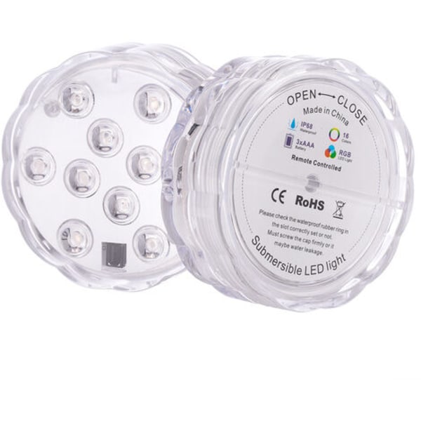 Dykning LED poollys, farveskiftende dekorative lys, velegnet til akvariebade, vaser, pools, damme, (24 Button Re)