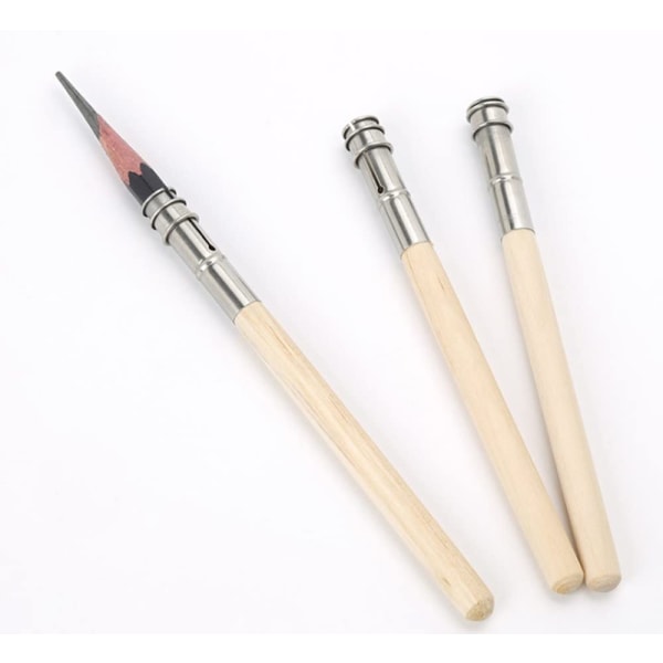 Set med 5 justerbara spetsar med trähandtag Art Ritning Pencil Extender Extender Hållare Tool