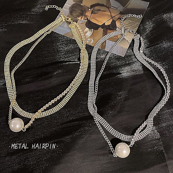 Halsband Pearl Choker Modesmycken B1837 golden color