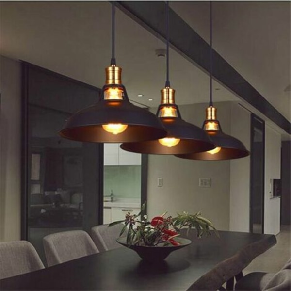 Set med 2 vintage taklampor, 2 lampor i industriell stil, vintage taklampa för interiörbelysning, kök vardagsrum