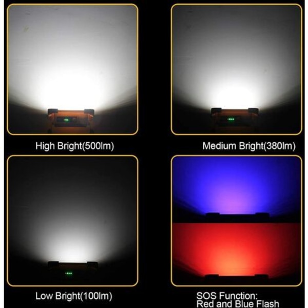 Ladattava LED-kohdevalo 60 W 3000 lumenin työvalo 9000 mAh akulla ja 4 moodilla aurinkopaneelin kannettava lyhty Outdoo