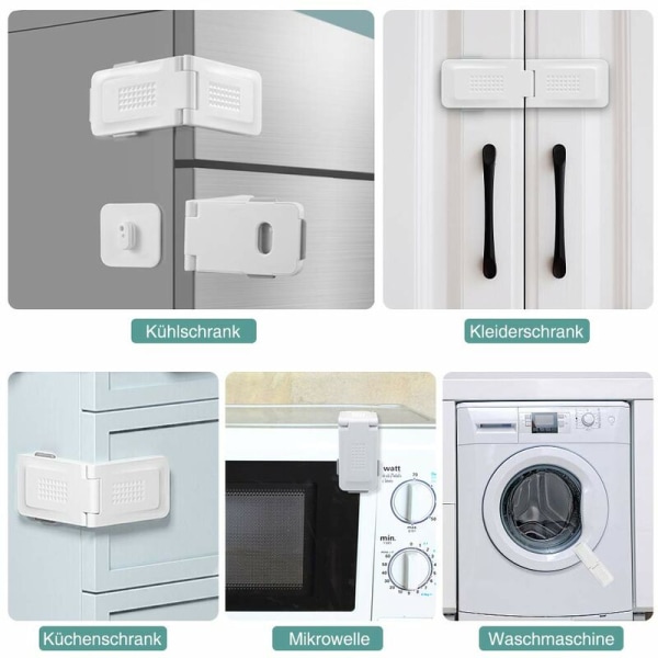 3 stk Diamond retvinklet lås Koldgrå Børnesikkerhed Køleskabslås Hardware Home Supplies