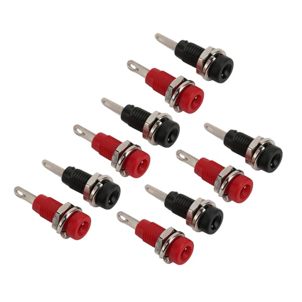 J40003 2 mm bananstik adapter panelmontering bindepost med indre fjederplade sort rød