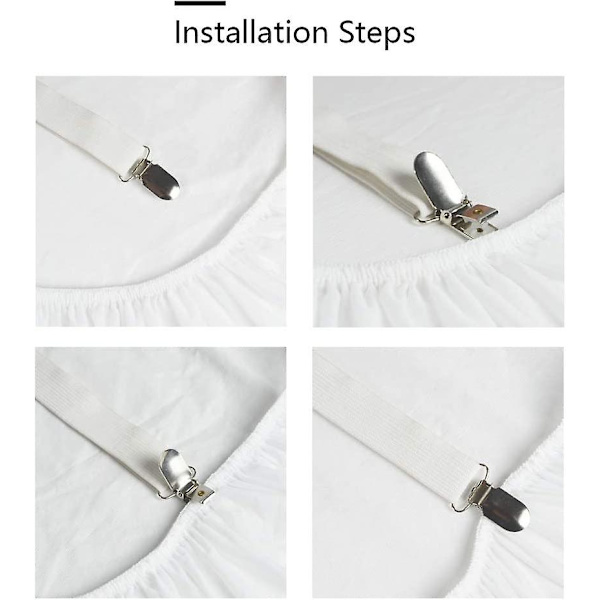 Set med 4 Sängkläder Tillbehör Justerbar Lakan Bår Elastisk Lakan Rem, För Lakan, Soffa, Cover - 30cm Till 120cm, Vit