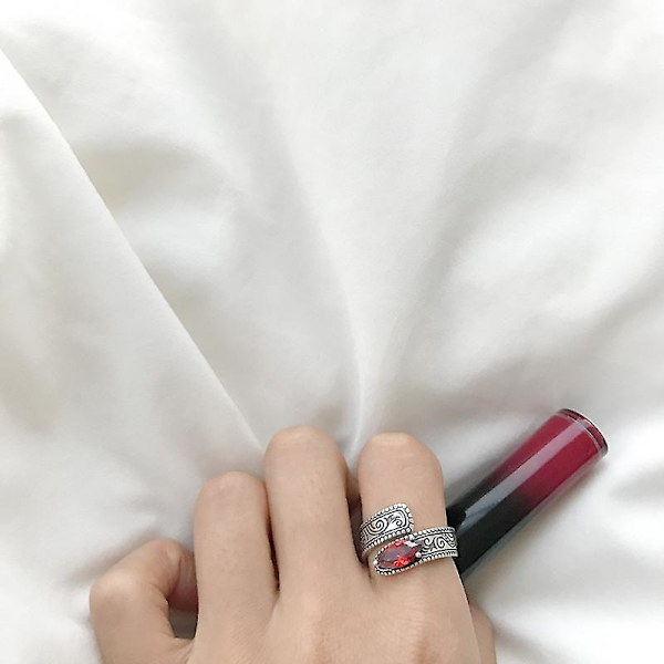 Ring Sølv S925 Justerbare Modesmykker Ac7345 Red