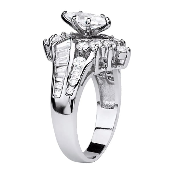 Kvinnor Marquise Cut Cubic Zirconia Engagemang årsdagen Finger Ring Smycken Golden US 10