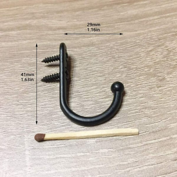 Musta 10 Asennus Sinkkiseoksesta Ruuvikoukku Yksikoukku Keittiö Kylpytakki Koukku Kevyt seinäkoukku 10 Set，Kotikeittiöön,