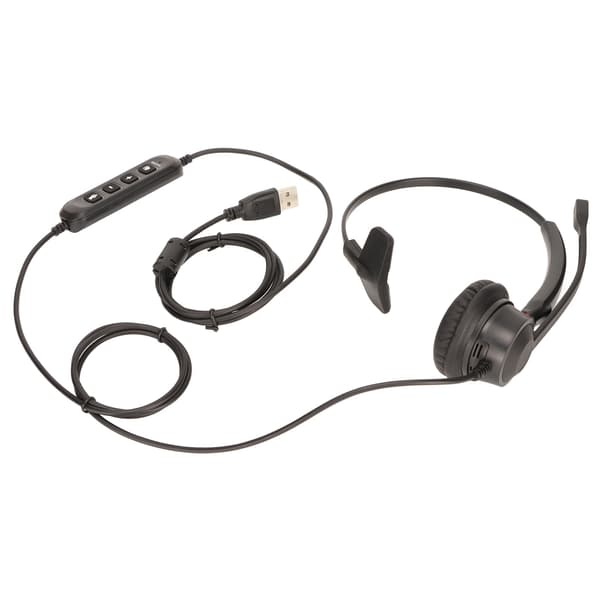 USB Business Headset Brusreducerande Enkelt Öra Trådbundet PC-headset med Volymkontroll och Mikrofonmute