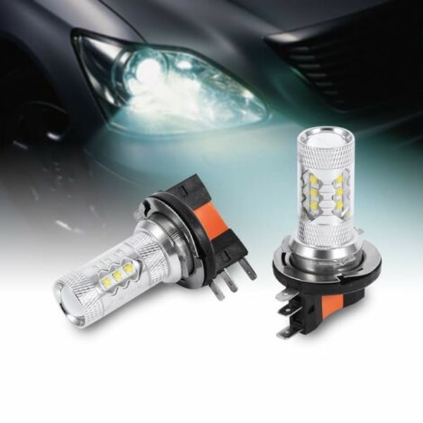 2 stk HID Hvide 80W H15 LED-pærer Lys Bilforlygte Lampe High Power H15 Kørelys Lampe Bil LED-pærer