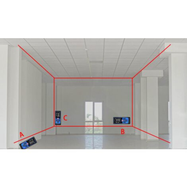 Digitaalinen laseretäisyysmittari, digitaalinen lasermittari, pituus/pinta-ala/tilavuuslause / Pytagoraan lauseen mittaus LCD Bac:lla
