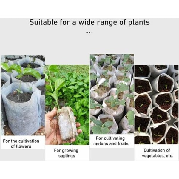 Planteringspåsar Trädgårdsplanteringspåsar Biologiskt nedbrytbar plantpåse Avelväxtpåsar 8*10cm 200st Vit