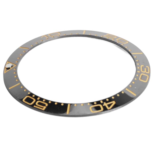 Professionel 38 mm keramisk urkransindsats, reservedele til urmager, sort base med guldnumre