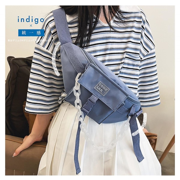 Kvinde College Style Enkel en-skulder messenger taske Blød pige pige Student Nylon talje taske A916-980 Blue