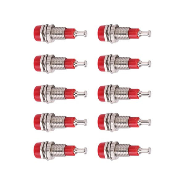 10 st/set 2 mm Nickelpläterad hona Banana Jack Socket Panelmonterad bindningsstolpe - Röd