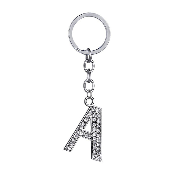 Simpel stilfuld bogstavnøglering Metal Rhinestones nøglering Alfabet nøglering Taske Vedhæng Charm Fødselsdagsgave (bogstav F) A