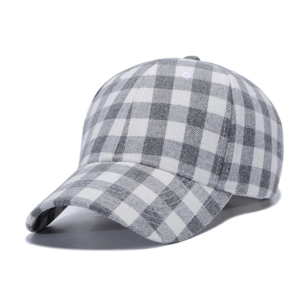 Plaidprint baseballkasket Justerbar blød bomuld Klassisk mode sort og rød ternet K340