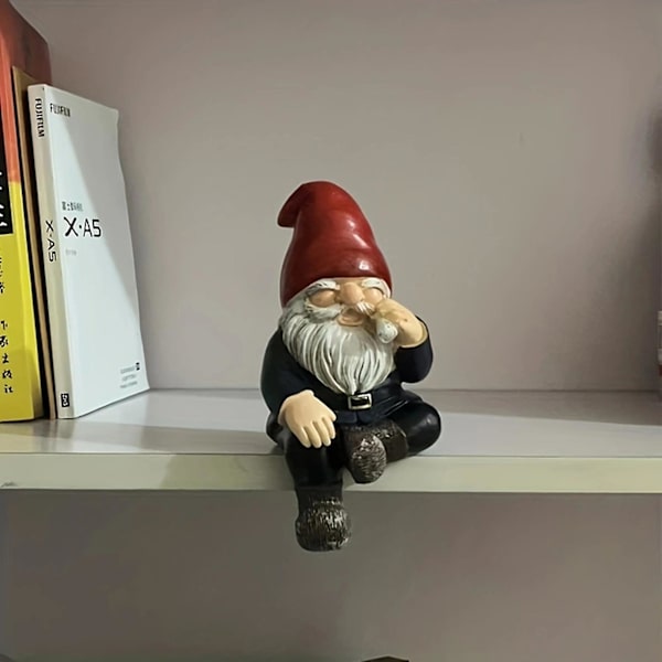 Miniatyrstaty Gubben Vitt Skägg Sittställning Harts Gubben Elf Ornament Bordsdekor