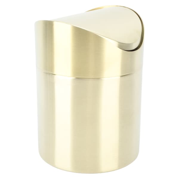 Rustfrit stål, fingeraftryksresistent mini kontoraffaldsspand, kompakt, pladsbesparende, guld