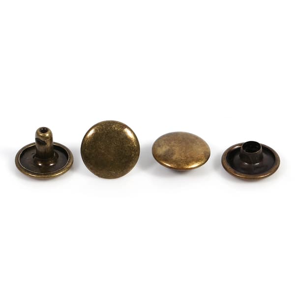 Nitetsæt med dobbelt hætte til læderhåndværk reparationer - 100 sæt, 8x10 mm (bronze)