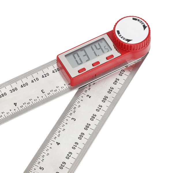 Digital vinkelmåler i rustfrit stål 360 graders vinkel længdemålingsværktøj 0 til 500 mm