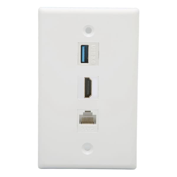 HDMI Väggplatta 3 Portar CAT6 USB 3.0 Lödningsfri