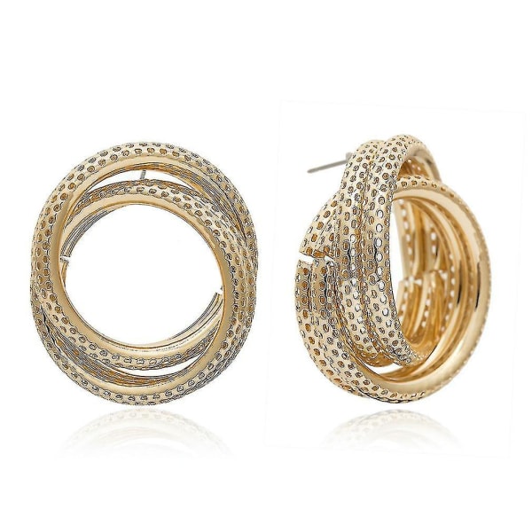 øreringe Hul Ring Twisted Circles Gyldne Metal Øreringe Til Bold