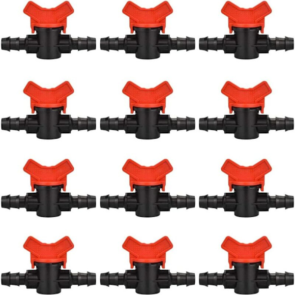 12 STK Slange Havehane, Slange Vandingsventil 16*16mm Plastfitting afspærringsventil til udendørs havevandsventil C