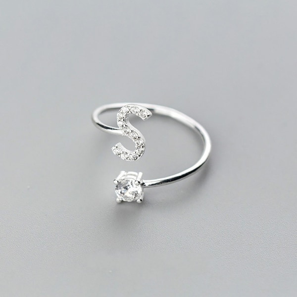 Ring Justerbar Open End Koppar Brev Kvinnor Finger Smycken För Dejting E