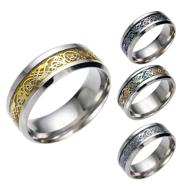 Snygga män titan stål slät yta bröllop band finger ring smycken gåva Blue and Golden US 10