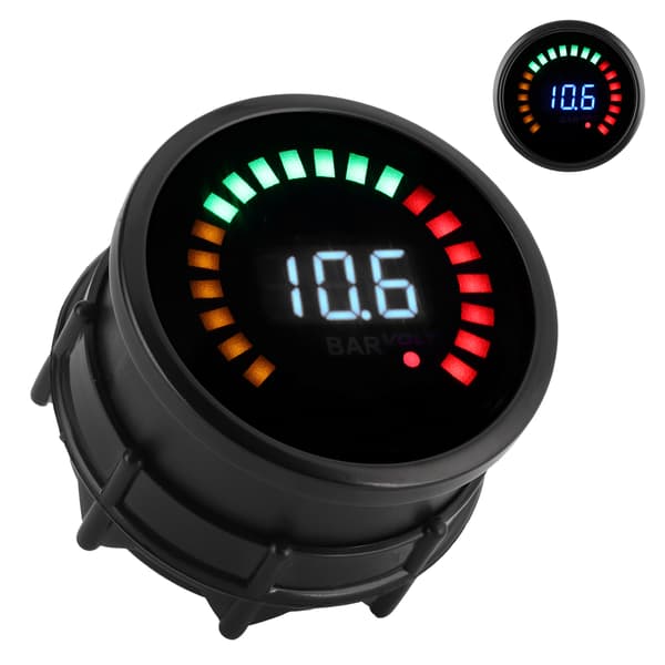 Universal Turbo Boost Måler Voltmeter 52mm LED Digital Display 12V 2 i 1 Måler Sort Skive