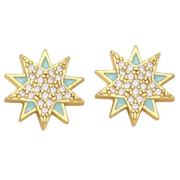Örhängen Vintage Zircon Star Fashion Jewelry Ac10697 Green