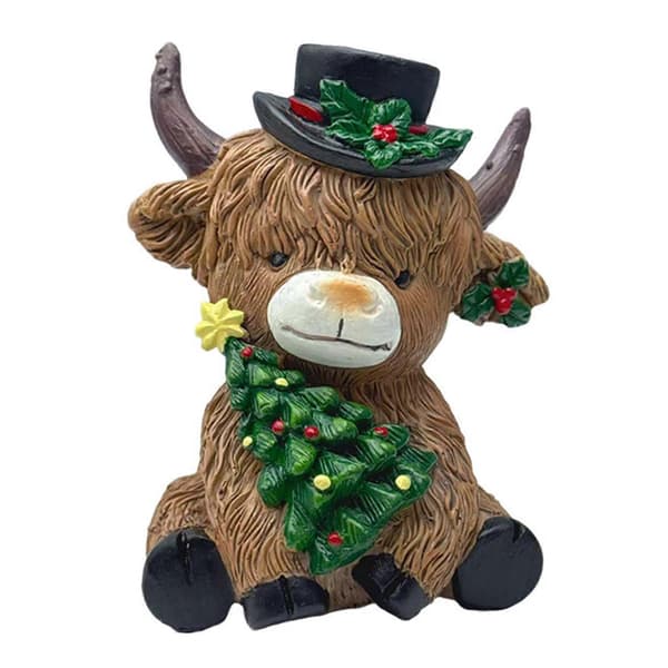 Skotsk Ko Harpiks Ornament Rustik Julepynt Julegave A